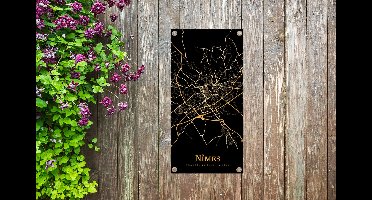 Tuinposter Nîmes - Kaart - Goud - 30x60 cm - Tuindoek