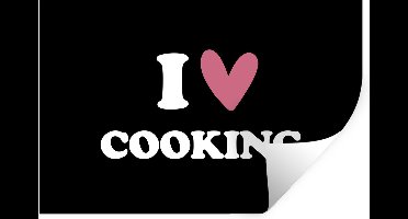 Muurstickers - Sticker Folie - I love cooking - Koken - Hartje - Kookliefhebber - Kok - Spreuken - 30x20 cm - Plakfolie - Muurstickers Kinderkamer - Zelfklevend Behang - Zelfklevend behangpapier - Stickerfolie