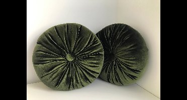 Gustiana® Set van 2 Luxe VELOURS sierkussens - ø 30 cm - rond - Mosgroen