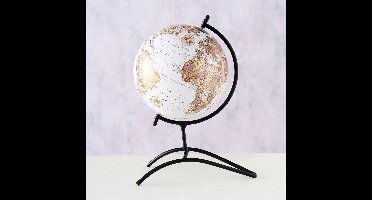 Wereldbol - Globe - 36cm - Ø19cm - Wit - Zwart