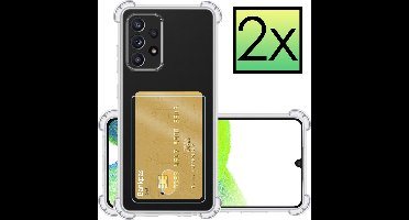 Hoesje - 2 Stuks - Geschikt voor Samsung Galaxy A33 - Met Pashouder en Kaarthouder - Telefoon Hoes Shockproof - Siliconen Case - Back Cover - Shock Proof - Pasjes Houder - Transparant