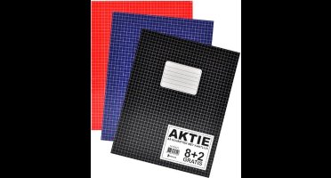 SOHO Schriften - A5 formaat - 70 grams papier - Met kantlijn - 3 kleuren - Zwart/Rood/Blauw - Ruit 5mm - 80 bladzijden - 5 stuks