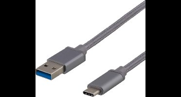 Deltaco USBC-1159 USB-kabel USB 3.2 Gen 1 (3.1 Gen 1) 1,5 m USB A Grijs