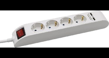 V-TAC VT-1144-2 4 Weg verlengstekkerdozen - Schakelaar - Wit - 1,4 m draad - Strip