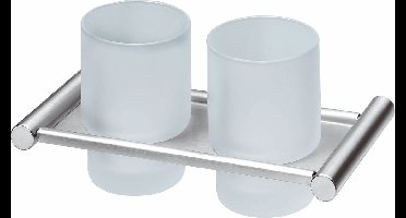 Intersteel bekerhouder vlak met glas dubbel inox mat