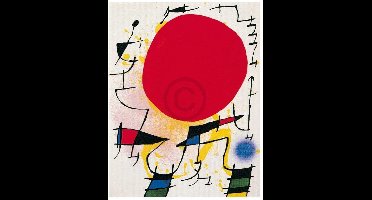 Kunstdruk Joan Miro - Le soleil rouge 40x50cm