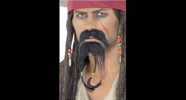 Smiffys Snor en Baard Set Pirate Zwart