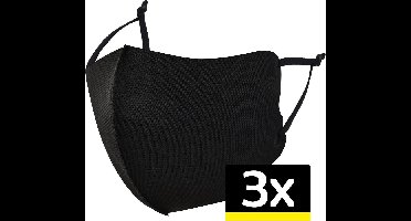 Mondkapje Wasbaar Zwart Verstelbaar - Mondmasker Wasbaar - Mondkapje Zwart Wasbaar - Mondkapjes Wasbaar Zwart Verstelbaar - 3 Stuks