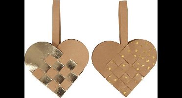 Creotime Knutselset Harten Faux Leather Goud/bruin 12-delig