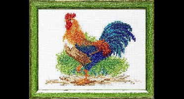 Pako Borduurpakket met telpatroon -Haan - 210.896 - voorgesorteerd garen - Aida - 13 x 17 cm - DIY kit