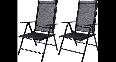 Casaria - Aluminium Tuinstoel – Verstelbaar – 2 Stuks - Antraciet