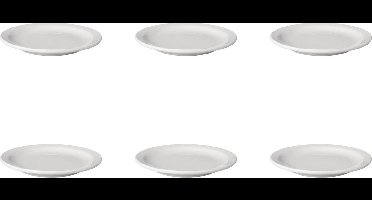 Mammoet - Budgetline - Bord - Smalle rand - 6 stuks - ø 16 cm - Wit - Porselein