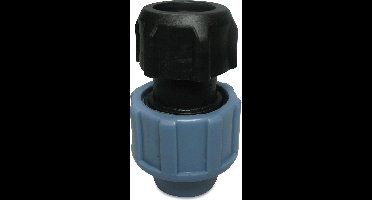 Unidelta Aansluitstuk PP 50 mm x 1 1/4" knel x buitendraad 16bar zwart/blauw DVGW/KIWA/WRAS
