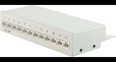 CAT6a Gigabit Desktop Patch Panel 1U met 12 poorten - afgeschermd / grijs