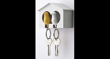 Sleutelhanger vogelhuisje duo geel - Qualy
