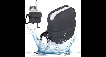Waterdichte Hoesje geschikt voor Airpods 1 / Airpods 2 - Shock Proof Siliconen Waterproof Case Cover Hoes Zwart