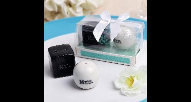 Peper en Zout Set | Mr & Mrs - Zwart / Wit | Bruiloft | Geschenk | Bruidspaar | Wedding | Trouw Cadeau | Huwelijk | Uniek | Cadeau | Weddinggift - Pakket