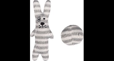 Flamingo Faci - Speelgoed Katten - Ps Faci Konijn +bal Gestreept Grijs - 2st - 137819 - 2st