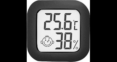 New Age Devi - Digitaal Weerstation - Temperatuur- & Luchtvochtigheidsmeter - Inclusief Batterij, Houder & Sticker - Voor Binnen - Meten van Luchtvochtigheid voor Planten - Zwart