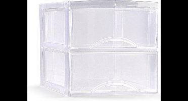 Plasticforte Ladeblokje/bureau organizer met 2x lades - transparant - L26 x B36 x H25 cm