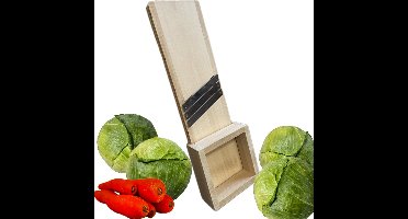 Natuurlijker leven - Grote Houten Mandoline/Koolsnijder - 65x17 cm - Met Vinger Beschermblok