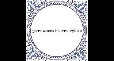 Tegeltje met Spreuk (Tegeltjeswijsheid): Extern winnen is intern beginnen + Kado verpakking & Plakhanger