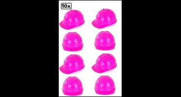 10x Verstelbare bouwhelm roze - bouw helm pink hoofd deksel carnaval gay pride feest