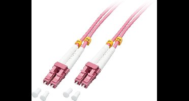 LINDY 46342 Glasvezel Optische vezel Aansluitkabel 3.00 m Pink [1x LC-stekker - 1x LC-stekker] 50/125 µ Multimode OM4