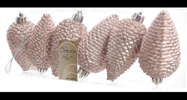 Dennenappels Glitter (8cm) Multi 6 Stuks Powder Pink