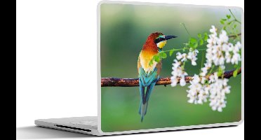 Laptop sticker - 14 inch - Vogel - Bijeneter - Bloemen - 32x5x23x5cm - Laptopstickers - Laptop skin - Cover