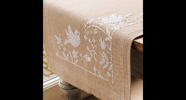 Vervaco - Loper kit - Witte vogels - PN-0013131 - Borduren - Borduurpakket - Borduurpakket volwassenen - Borduurpakket kind