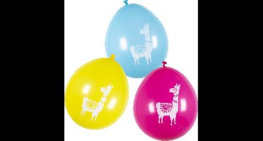 Boland - 6 Latex ballonnen Lama - Multi - Knoopballon