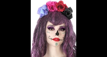 Halloween/horror verkleed diadeem/tiara/bloemenkrans - zombie/heks/lady - kunststof - dames/meisjes