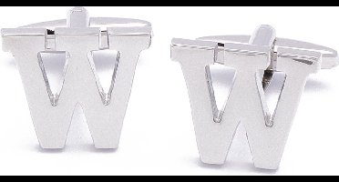 Manchetknopen - Letters Initialen Letter W Zilver Metaal