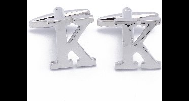 Manchetknopen - Letters Initialen Letter K Zilver Metaal