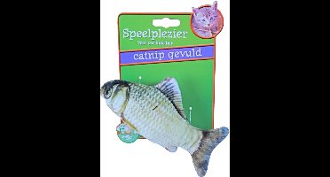 Kattenspeelgoed vis met catnip grijs/bruin 11 cm