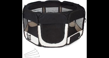 Topmast Puppyren  Puppytent Nylon Zwart Large Dia 128cm | Hoogte 61cm - Opvouwbaar