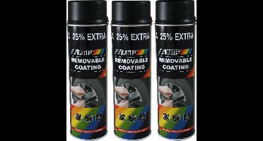 Motip verwijderbare Lak - Autolakherstel - Mat Zwart - 500ml - 3 Stuks