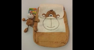 Global pluche rugzak met knuffel aap