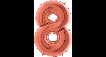 Folieballon cijfer '8' rosÃ© goud (100cm)