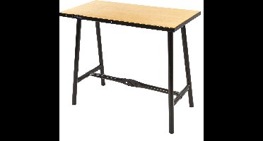 HBM opvouwbare werkbank 100 cm zware kwaliteit met houten blad zwart, 100 kg draagvermogen