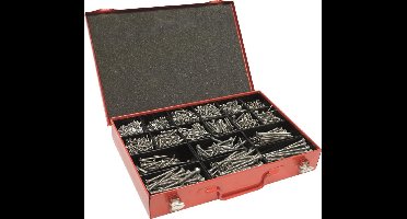 Kelfort Assortimenstkist spaanplaatschroeven RVS platkop met pozidriv kruiskop