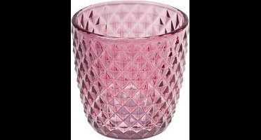 Theelichthouder Bordeaux Rond Conisch Glas 9x9xh8,9 (set van 6)