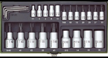 Proxxon Industrial 23 102 Dopsleutel-bitinzetset 1/4 (6.3 mm), 1/2 (12.5 mm) 24-delig