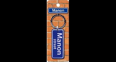 Paper Dreams Sleutelhanger Straatnaam Manon 9 Cm Staal Blauw