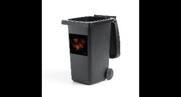 Container sticker Rode Rozen - Rode rozen op zwarte achtergrond Klikosticker - 40x40 cm - kliko sticker - weerbestendige containersticker