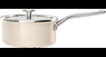 KitchenAid Steel Core Enamel steelpan 18cm 2,0L - Amandelwit - inductie - PFAS-vrij