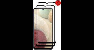 Screenprotector Geschikt voor Samsung Galaxy A12 Screenprotector / Galaxy A12 Full cover Tempered glass 2 pack Gehard Glas Zwart