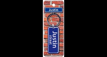 Paper Dreams Sleutelhanger Straatnaam Justin 9 Cm Staal Blauw