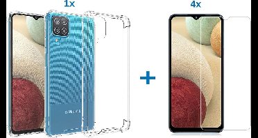 Hoesje Geschikt Voor Samsung Galaxy a12 hoesje shockproof case - transparant TPU - Hoesje Geschikt Voor Samsung Galaxy a12 hoesje - 4x Hoesje Geschikt Voor Samsung Galaxy a12 screenprotector screen protector